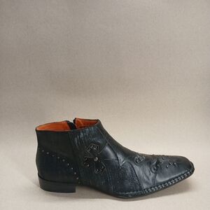 Robert Wayne Men's Black Leather Ankle Boots